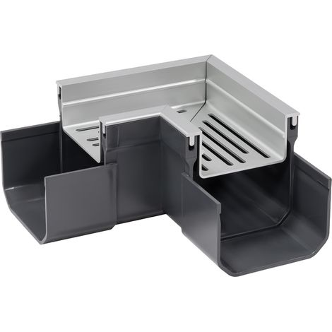 Ecke für Entwässerungsrinne für Kies Grau 145 x 145 mm (1/4)