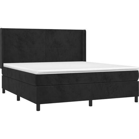 vidaXL Sommier à lattes de lit et matelas Noir 160x200 cm Velours (1/5)