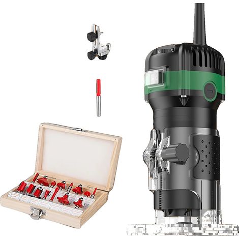 Défonceuse, moteur de 800W, réglage à six vitesses, 15pcs fraise (1/5)