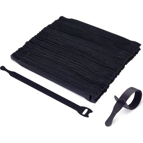 100Pk Attache Câble Collier de Câblage, Trilancer Liens 20cm pour Organiser les Câbles Fins avec Scratch pour une Utilisation au Bureau, à la Maison et dans des Centres Informatiques (Noir) (1/5)