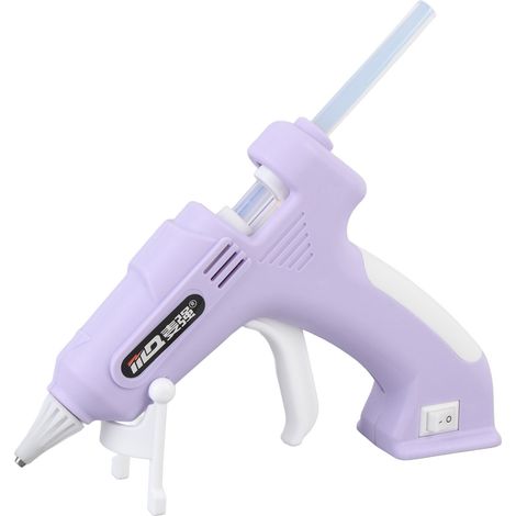 Kit de colle chaude électrique avec 10 bâtonnets de 7 mm à forte adhérence – Pistolet à colle chaude sans fil pour la maison et les loisirs créatifs – Violet (1/5)