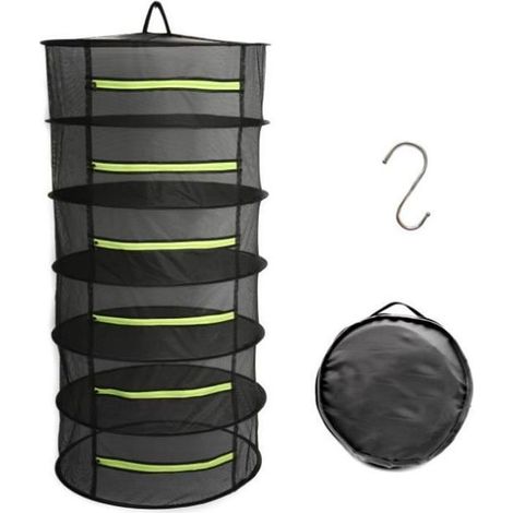 Filet de séchage, 6 couches de séchoir pliant, Filet de séchage Filet de suspension avec Fermetures à glissière, Noir (1/4)