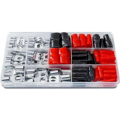 140 cosses tubulaires pour câbles, jeu de cosses tubulaires pour câbles de batterie de voiture, jeu de 70 cosses tubulaires + 70 manchons js (1/5)