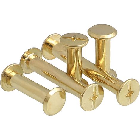 Binding screws, M5 x 25, brass rivet rods, for leather scrapbooks, 30 per pack. (1/5)