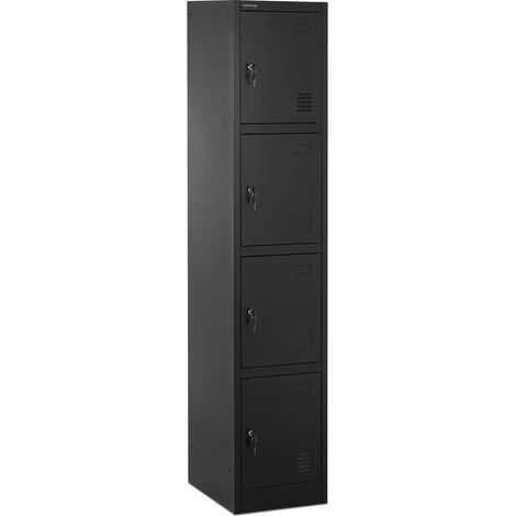 Taquilla metálica con 4 compartimentos y estantes con cerradura 80 kg acero antracita negro 140008549 (1/5)