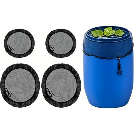4 Filets pour Cuve d’Eau de Pluie, Ø 120 cm + 85 cm  4 filets en 2 tailles, maille fine avec cordon réglable, protègent des moustiques, feuilles et débris, réutilisables (1/5)