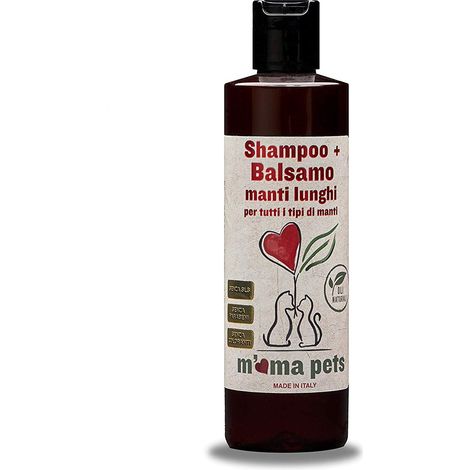Mama Pets Shampoo e Balsamo 2in1 per Cani e Gatti con Pelo/Manto Lungo, Azione Detergente e Districante, 250 ml
