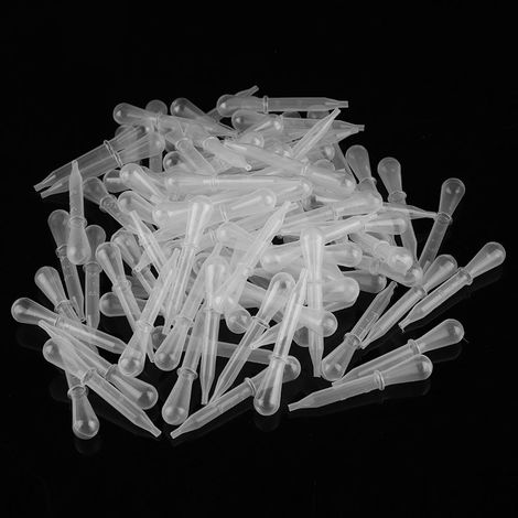 100 pipettes compte-gouttes jetables en plastique pour le transfert de liquides et le mélange de peinture aérographe (1/5)