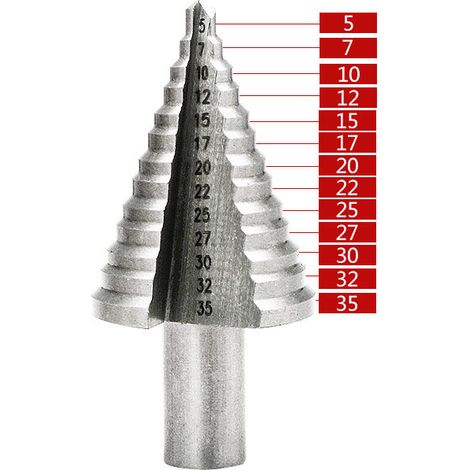 Foret Étagé Métal, Foret Fraise Meche Etage(5mm-35mm) avec Revêtement Titane Poinçon Central Automatique et Foret de Torsion Inclus pour Métal, Bois, Plastique, Laiton, Aluminium, PVC
