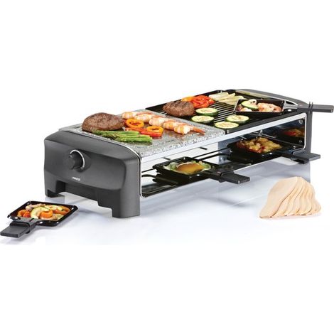 Ensemble Gourmet 162820 - Grill et plaque de cuisson - Plaque réversible et grille en pierre - 8 personnes - 42 x 21 cm - Cordon de 2 mètres - Thermostat réglable - 1400 W - 8 poêles (1/5)