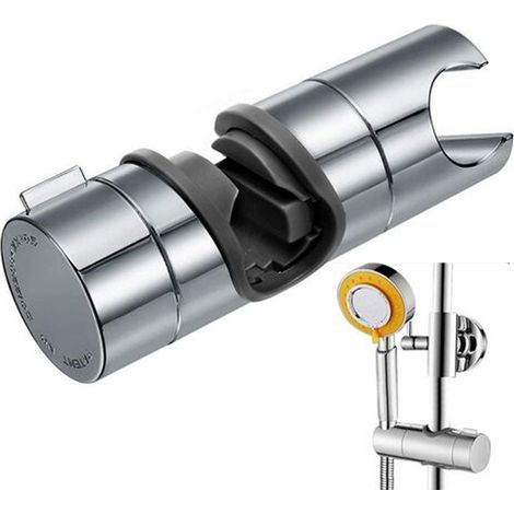 Support de douchette remplaçable, support de pommeau de douche, diamètre réglable de 18 à 25 mm, ABS chromé (argenté) (1/4)