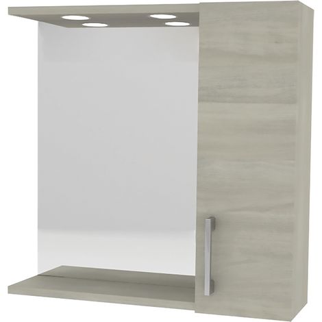 Einzelner hängender Badezimmerspiegel cm 58 x 16 x H.57 - Graue Eiche