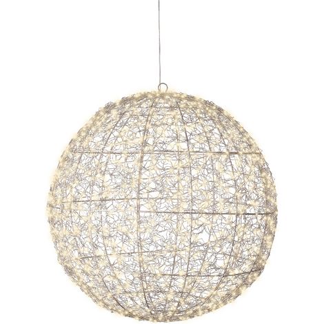 Sfera luce LED 58cm argento/bianco caldo