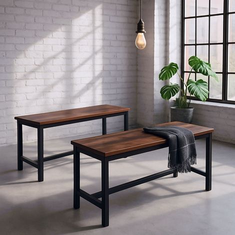 Industrielle essbanke 2er set - holz und eisen