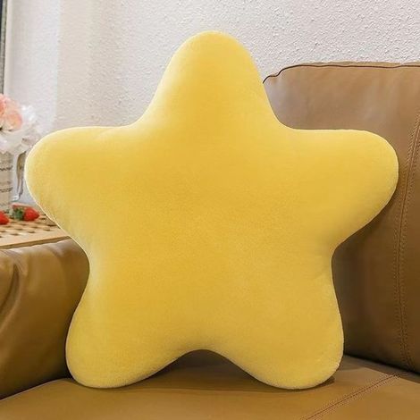 Cojín decorativo de felpa en forma de estrella de 38 cm (15 pulgadas) - Cojín suave de piel sintética de conejo para cama, sofá y sala de estar. (1/5)