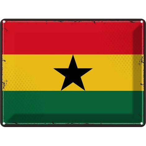 Plaque métallique 30x40 cm Drapeau rétro du Ghana, armoiries du Ghana (1/5)