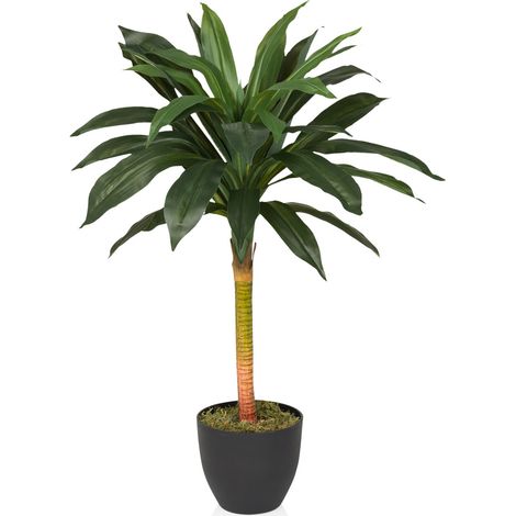 Kunstpflanze / Kunstbaum DRACAENA I 85 cm Palme Kunststoff grün hjh OFFICE