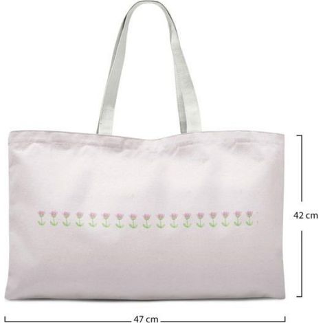 Sac shopping - tote bag - Bonamaison - Coton - Rose - Anses longues 30 cm (1/4)
