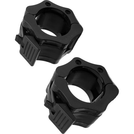paire de colliers de serrage pour haltères, réglables, à dégagement rapide, de qualité professionnelle, en nylon noir de 50 mm, pour l'haltérophilie (1/5)