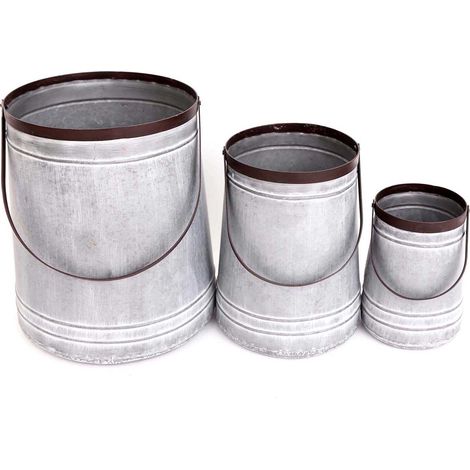 Ensemble de 3 pots porte-plante en zinc