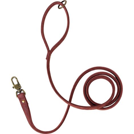 Laisse pour Chien en Cuir de Vachette 1,7 m, Largeur 1,5 cm, Mousqueton avec Fermeture de sécurité, Finitions en cuivre résistantes à la Corrosion, Coutures renforcées (1/5)