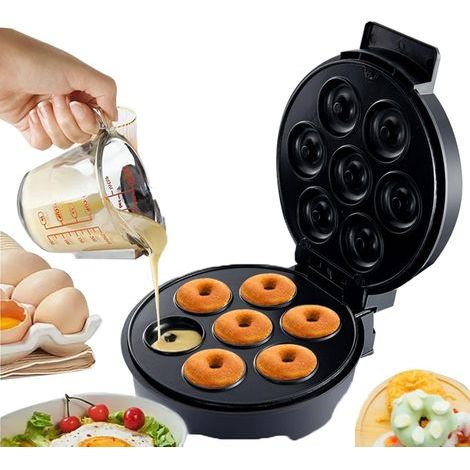 Mini machine à beignets, chauffage double face, plaque de cuisson antiadhésive, permet de réaliser 7 beignets maison à la fois