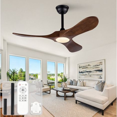 Ventilatore da soffitto 106,7 cm in metallo e legno nero, telecomando, 3 CCT FloraGrace (1/5)
