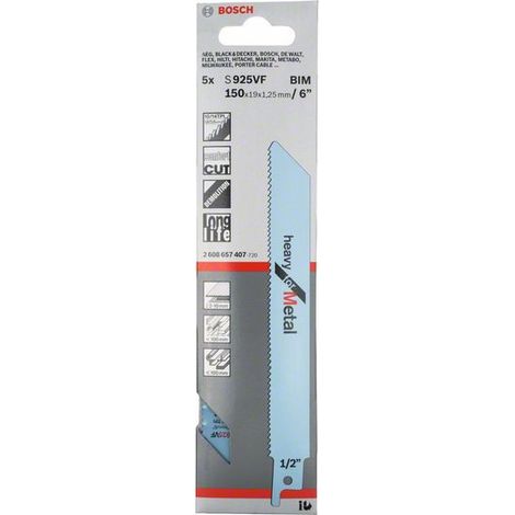 Bosch Accessories 2608657407 Säbelsägeblatt S 925 VF, Heavy for Metal, 5er-Pack 5 St.