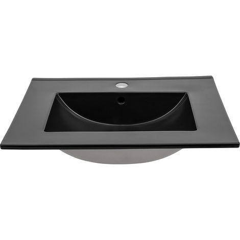 Einbauwaschbecken AXIS 80 cm Mattschwarz Keramik Modernes Design