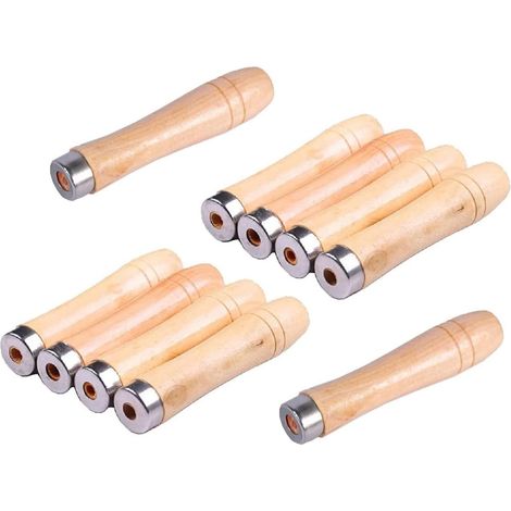 Lot de 10 poignées de brouette, manche en bois, longueur 9 cm, trou de 4 mm, pour limes, râper et burins (1/5)