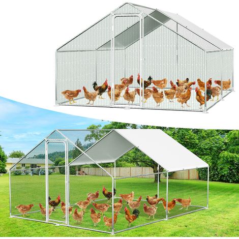 TolleTour Recinto para gallinero 12 m² - Techo PE impermeable - Acero galvanizado resistente - Malla 3x4x2 m para gallinas y conejos (1/5)