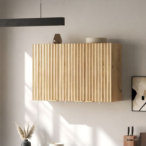 Armario de pared para cocina 90x29x60 cm de MDF natural con almacenaje -FLORAGRACE (1/5)