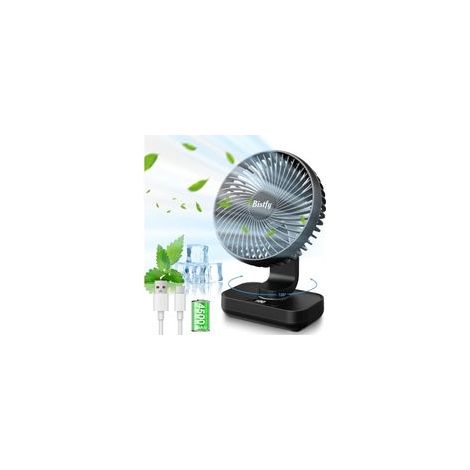 Automatischer Oszillationsventilator, tragbarer, leiser Tischventilator, 4500 mAh Akku, 2A Schnellladefunktion, 4 leistungsstarke Geschwindigkeitsstufen, LED-Anzeige, 5,5'' USB-Ventilator fürs Büro (S (1/5)