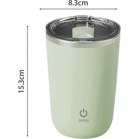 350-ml-Selbstumrührbecher, wiederaufladbar, nicht-axialer magnetischer Kaffeemischbecher mit Deckel, Edelstahl 304