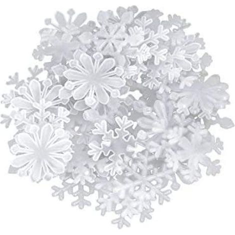 100 autocollants muraux de Noël phosphorescents, flocons de neige 3D, stickers muraux fluorescents pour chambres et chambres d'enfants (blanc) (1/5)