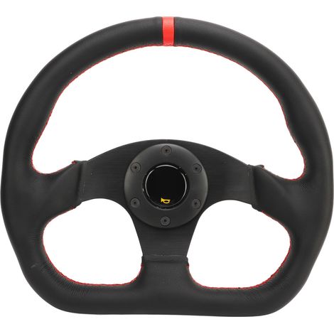 Volant Sport Universel D Shape Cuir Noir Cadre Racing Drift Remplacement (1/5)