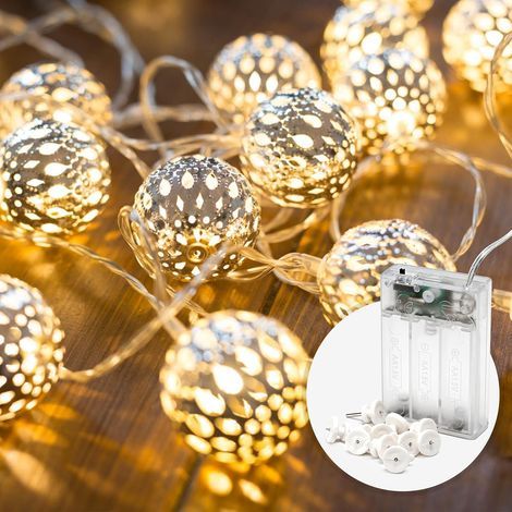 Guirlande lumineuse intérieur marocaine - 5 mètres & 20 LED blanc chaud I Minuterie à piles I Guirlande lumineuse chambre I Guirlandes lumineuses interieur I Fairy lights Girlande Ramadan [Classe éner (1/5)