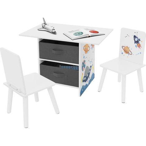 Joyz Juego de 3 Piezas de Madera con Mesa y 2 Sillas para Niños Mueble con Espacio de Almacenamiento Escritorio de Pintura con Espacio de Almacenamiento Grupo de Asientos para Sala de Juegos (1/5)
