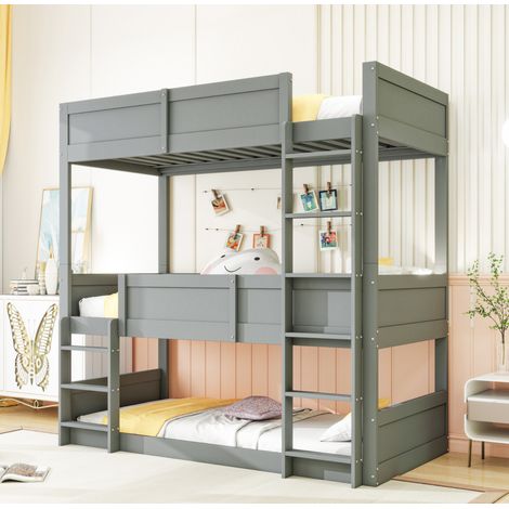 Bett Kinderbett platzsparend 90x200 Holz grau OKMYHOME (1/5)