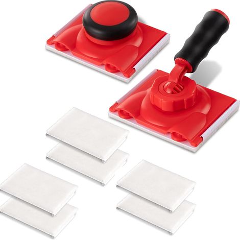 Lot de 2 Tampon Peinture Outil de Coupe Bordure de Peinture, Coupe-Peinture Manuel & Tampon à Peinture à Poignée Universelle Paint Pad, avec 6 Tampons de Rechange (8, rouge) (1/5)