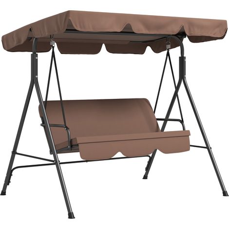 AS EASY Balancelle 3 places balancelle de jardin avec toit réglable, imperméable, chargeable jusqu'à 200 kg, idéal pour jardin et terrasse