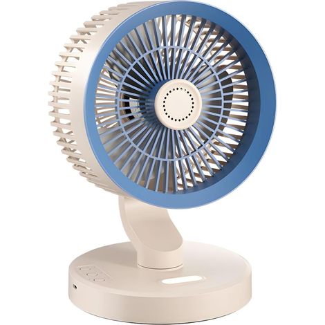 Ventilatore da tavolo oscillante con oscillazione automatica a 180° e inclinazione manuale a 90°, 5 velocità del vento, luce notturna integrata, ricarica USB-C, ventilatore personale silenzioso, adatt (1/4)