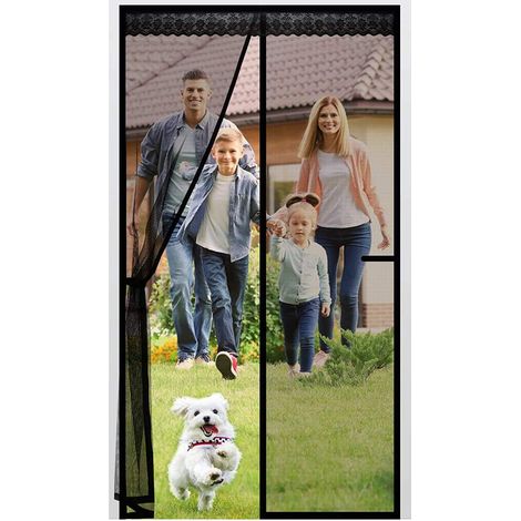 Moustiquaire magnétique en fibre de verre pour porte de balcon, rideau magnétique anti-insectes, résistant aux rayures, aimants plus puissants pour porte de balcon (100 x 210 cm)
