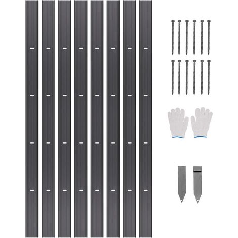 Bordure de Jardin en Alliage d'Aluminium, Lot de 8, Bordures Paysagères Pliables en Métal, 1830 x 101 mm, Résistante à la Rouille, Installation Simple, pour Séparateur de Chemin de Cour, Pelouse (1/5)