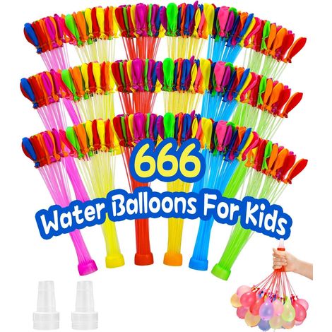 Globos de agua, paquete de 666 bombas de agua para niños, globos de agua autoadhesivos, fiesta de verano, combate acuático, juguetes de jardín y playa para niños y adultos