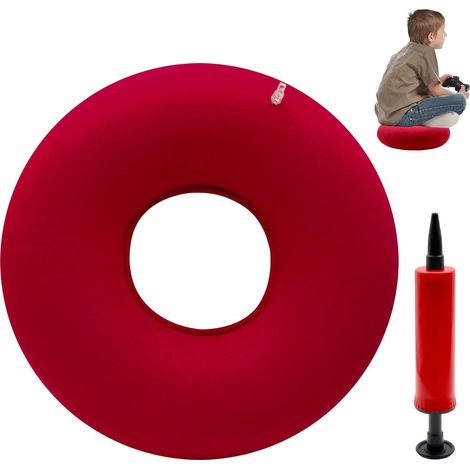 Coussin gonflable en forme de donut de 40 cm avec pompe à main, coussin de siège souple pour soulager la pression en position assise ou allongée, coussin d'air de voyage pour chaise, voiture (1/5)