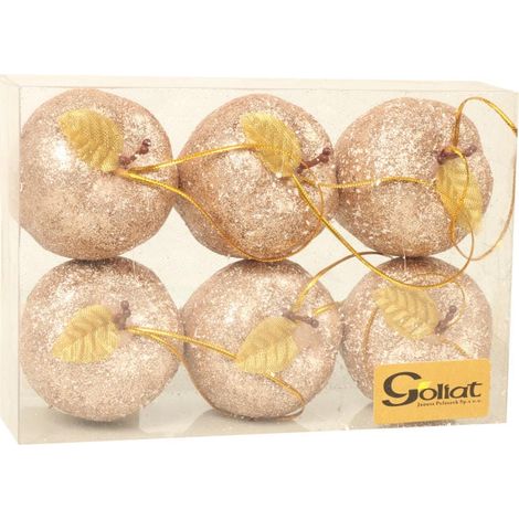 Set aus 6 apfelförmigen Anhängern mit Blattgold (1/3)