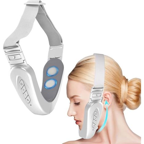 Appareil de massage facial électrique en forme de V, masseur facial électrique remodelant le visage en V, appareil de lifting facial EMS contre les rides (blanc)-AquaForge (1/5)