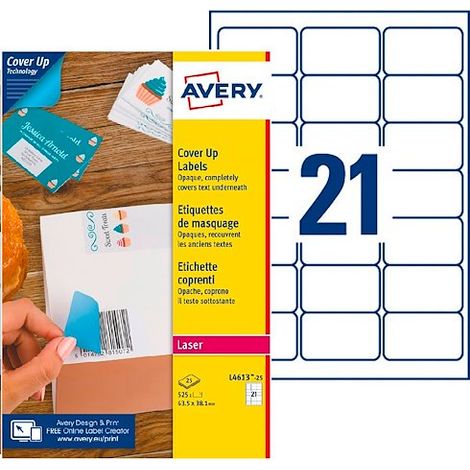 Etiquettes opaques de masquage laser 63,5 x 38,1 mm Avery blanche - Boîte de 525 (1/2)
