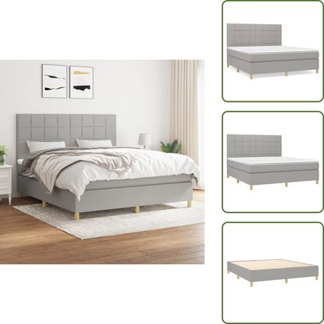 Boxspringbett mit Matratze Hellgrau 160x200 cm Stoff - Boxspringbett - Doppelbett - Bettenrahmen - Schlafsystem - Matratze (1/5)